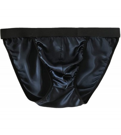 Briefs Mens 100% Silk Sexy Breathable Stretch Briefs Soft Underwear Panties Stretch Waistband - Navy Blue - C218CU2OZG3 $27.07
