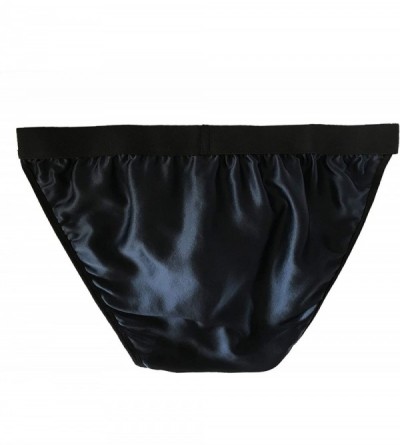 Briefs Mens 100% Silk Sexy Breathable Stretch Briefs Soft Underwear Panties Stretch Waistband - Navy Blue - C218CU2OZG3 $11.09