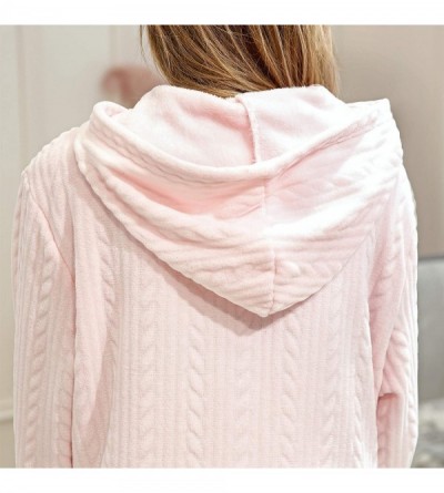 Robes Men Adult Zip Up Fleece Robe Warm Nightgown Pajamas with Hood - Pink - C4193EYQ575 $30.81
