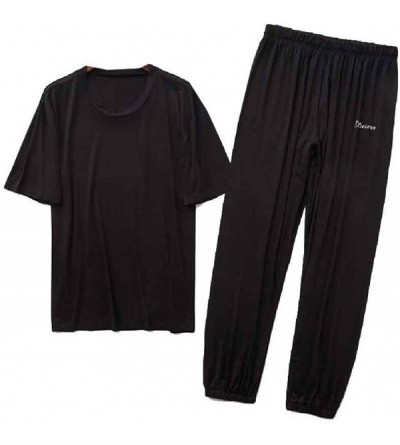 Sleep Sets Mens Modal Cotton Long Pants Summer 2 Piece Set Thin Lounger Pajamas - As5 - CM199OD280A $28.59