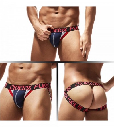 G-Strings & Thongs Men's Cotton Thongs Jockstrap Underwear Breathable Athletic Supporters Comfortable Briefs Bikinis 4-Pack -...