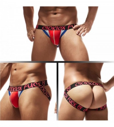 G-Strings & Thongs Men's Cotton Thongs Jockstrap Underwear Breathable Athletic Supporters Comfortable Briefs Bikinis 4-Pack -...