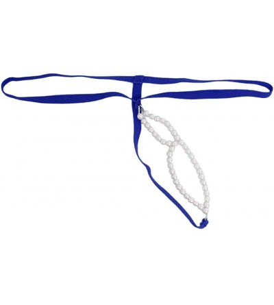 G-Strings & Thongs Men Beaded Underwear See-Through Thongs G-String Underpants Sleepwear Briefs - Blue - CF198ZZOKYG $11.06
