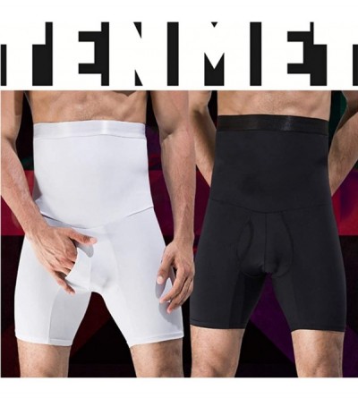Boxer Briefs Men's Double-Layer Belt Anti-Curling High Waist Body Sculpting Pants Abdomen Shaping Shorts - White - CI186XTY5A...