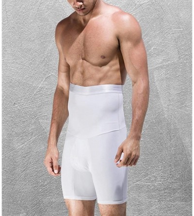 Boxer Briefs Men's Double-Layer Belt Anti-Curling High Waist Body Sculpting Pants Abdomen Shaping Shorts - White - CI186XTY5A...