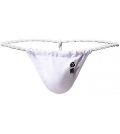 G-Strings & Thongs Men's Underwear- Thongs- one line- Men's Underwear-White Embroidered Cotton_M1922 - White Embroidered Cott...