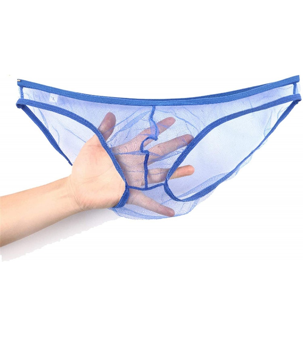 Briefs Mesh Breathable Men Briefs Thin Sexy Underwear Super Lightweight Gauze Perspective Panties Wear - Blue - CY19E6AMQD8 $...