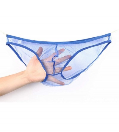 Briefs Mesh Breathable Men Briefs Thin Sexy Underwear Super Lightweight Gauze Perspective Panties Wear - Blue - CY19E6AMQD8 $...