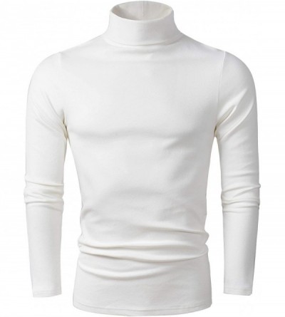 Thermal Underwear Men's Soft Cotton Turtleneck Tops Basic Layering Thermal Tee - Ivory - C618Y3YTZ92 $48.28