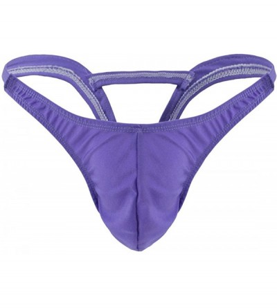 Briefs Mens Bulge Front Comfy Support Thong Underwear Summer Seasons - Purple - CP12FSIP0S7 $30.37