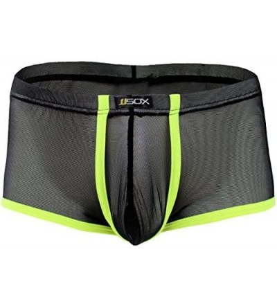 Boxer Briefs Mens Soft Sheer Mesh Boxer Briefs Shorts Underwear Panties - Black - CG1857ISL76 $13.36