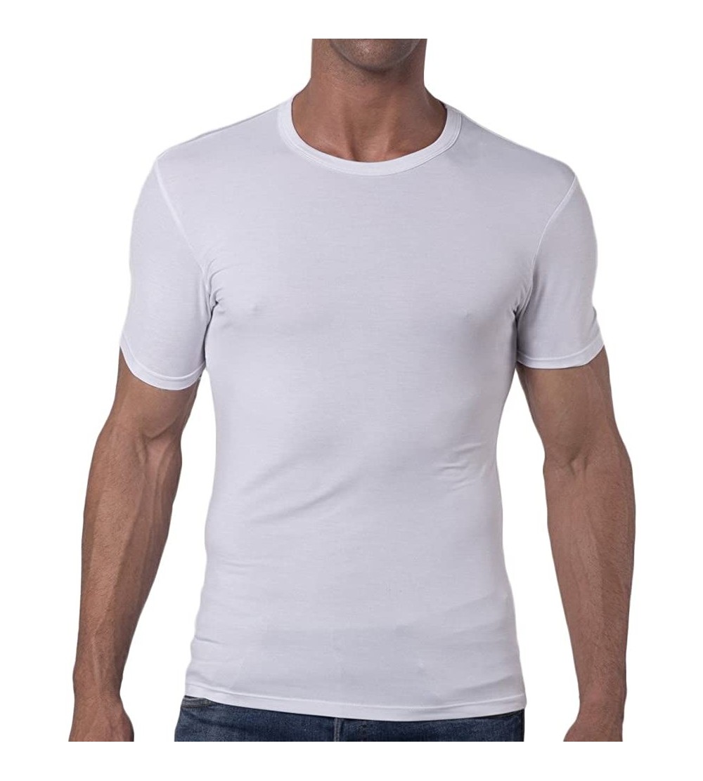 Undershirts Men's Slim Fit Modal T-Shirt - White - C218ACKH5N9 $17.38
