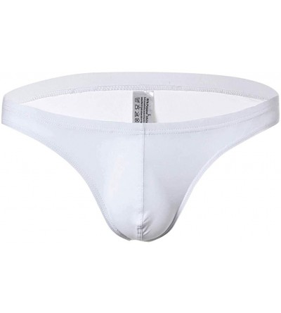 Briefs Mens Underwear Thong Briefs Low Waist Underwear Soft Breathable Knickers - White - CM18S95DMUG $11.03