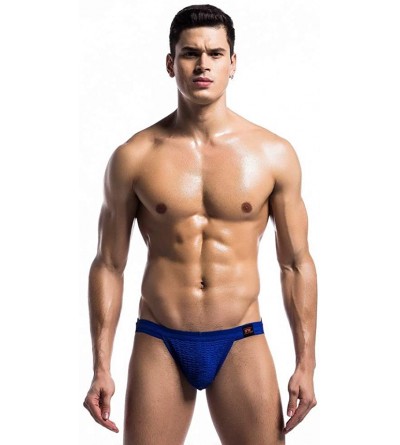 G-Strings & Thongs Striped Belt Men's Sexy Double Ding Sexy Open Buttocks Sports Panties - Blue - C71947QULHR $12.24