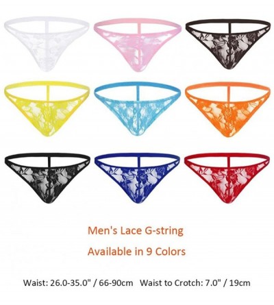 G-Strings & Thongs Men's Sexy Lingerie Jacquard Lace See Through Sissy Pouch Underwear Crossdress Bikini Thongs G String - Ye...
