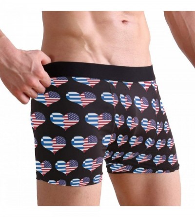 Boxer Briefs Mens Boxer Briefs Underwear Grunge Skull USA Flag Breathable Pouch Soft Underwear - Greece Usa Flag Heart - CR18...