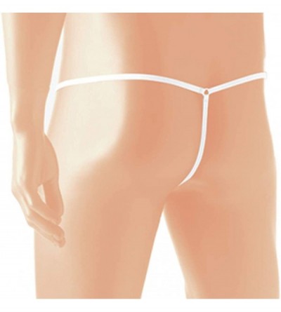 G-Strings & Thongs Men's Swimwear Underwear Sexy Cotton Low Rise T-Back G-String Thongs Undies (Size 26"-38") - D-white - CT1...