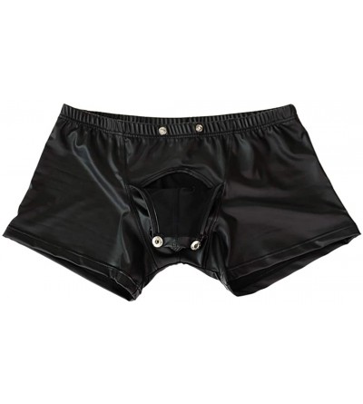Boxer Briefs Men's Liquid Metallic Boxer Shorts Drawstring Underwear Briefs Swimsuit Trunks Underpants Swimwear - Black M - C...