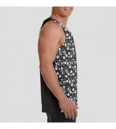 Undershirts Men's Sleeveless Undershirt Summer Sweat Shirt Beachwear - Skeleton - Black - CF19CIY2YHD $23.14