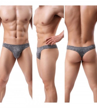 G-Strings & Thongs Men's Sexy Stretchy Bulge Pouch T-Back Thongs Underwear G-String Undies - 3 Pack-black/Purple/Red - CH18L6...