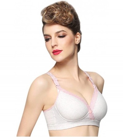 Bustiers & Corsets Women's Adjustable Sports Front Closure Extra-Elastic Breathable Lace Trim Bra - Pink - CQ18YYUNET4 $31.50