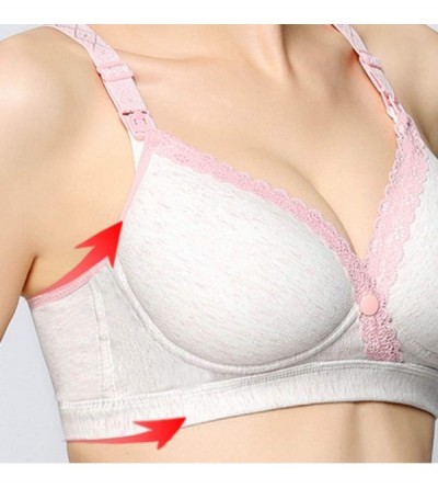 Bustiers & Corsets Women's Adjustable Sports Front Closure Extra-Elastic Breathable Lace Trim Bra - Pink - CQ18YYUNET4 $15.75