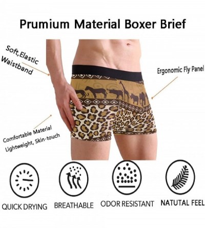 Boxer Briefs Men's Fashion Pattern Waistband Boxer Brief Stretch Swimming Trunk - Leopard - C618Q2843UR $16.04