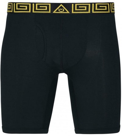 Boxers V Underwear with Dual Pouch Mens Sports Performance 8 inch Leg Boxer Briefs - Black/Gold - CP18ZCIZM4Q $20.85