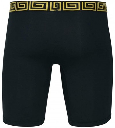 Boxers V Underwear with Dual Pouch Mens Sports Performance 8 inch Leg Boxer Briefs - Black/Gold - CP18ZCIZM4Q $20.85