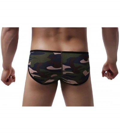 Briefs Men Lingerie Satin Sissy Pouch Triangle Briefs Underwear Panties Thongs - Green - CB19CZE6U5S $22.30