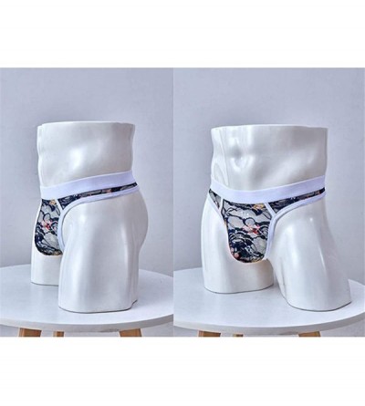 G-Strings & Thongs Men G-String Thongs Transparent Flower Lace T-Panties Sexy Gay Underwear Lingerie - Blue - CC18ARI8ED7 $10.19
