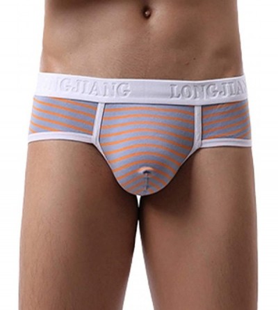 Briefs Men's Briefs-Home Stripe Soft Sexy Shorts Knickers Underpants Bulge Pouch Pants - Orange - CV193C9KQ00 $8.39