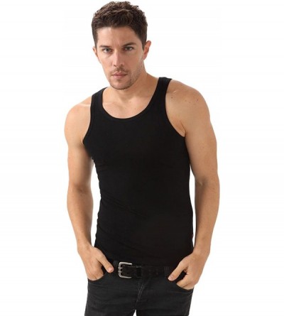 Undershirts Mens Modal Tank Top Undershirt Sleeveless Vest Muscle Shirt - Black - CY189ZOUUOA $11.80