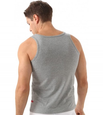 Undershirts Mens Modal Tank Top Undershirt Sleeveless Vest Muscle Shirt - Black - CY189ZOUUOA $11.80