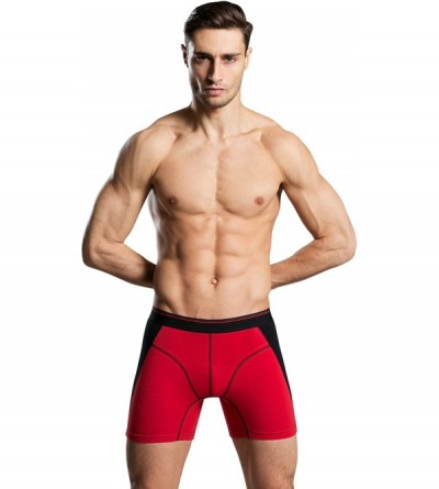 Boxer Briefs Men's Soft Cotton Boxer Briefs Classic Underwear No Ride Up - (2494) Yellow & Red - CH187T9MOQQ $18.56