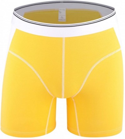 Boxer Briefs Men's Soft Cotton Boxer Briefs Classic Underwear No Ride Up - (2494) Yellow & Red - CH187T9MOQQ $18.56