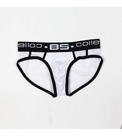 Briefs Men's Cotton Underwear Breathable Mesh Briefs Sexy Underpants - White - C218Z747GRI $11.56