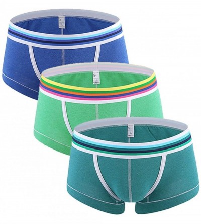 Boxer Briefs Men's Underwear Cotton Boxer Shorts Low Rise Trunks Stretch Boxer Briefs - Blue/Navy/Green - CM185OA46LM $64.22