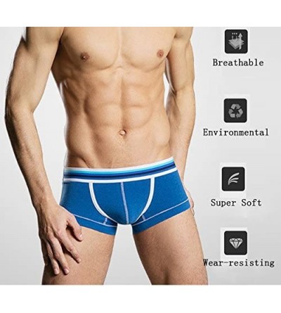 Boxer Briefs Men's Underwear Cotton Boxer Shorts Low Rise Trunks Stretch Boxer Briefs - Blue/Navy/Green - CM185OA46LM $35.86