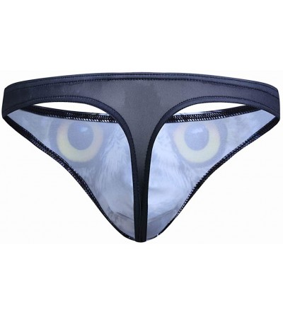 Briefs Mens Thongs G-String Bikini Briefs Bulge Pouch 3D Animal Printed Hipster Hot Underwear Sexy for Men - Black - CG18N8N6...