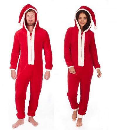 Sleep Sets Hooded One Piece Christmas Pajama Long Sleeve Tree Pattern Zip Up Sleepwear Jumpsuit for Women Men - Solid - CI18A...
