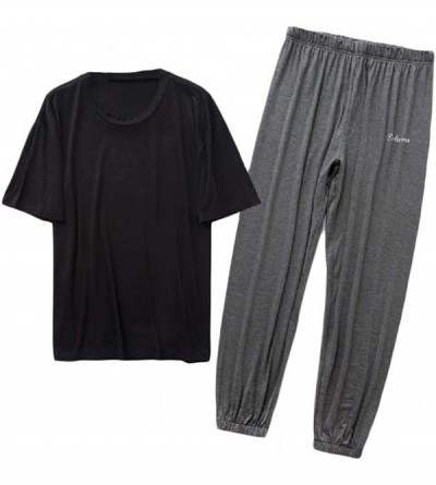 Sleep Sets Mens 2-Piece Lounger Thin Nightwear Modal Summer Long-Pants Sleepwear - 8 - CJ19CZTOQYL $22.80
