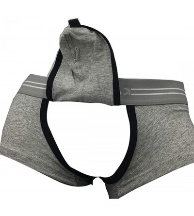 Boxer Briefs Men's Sexy Open Front Underwear-Men's Boxer Brief Breathable Trunks Underpants - Black/Gray - CL18YX99CTI $19.07