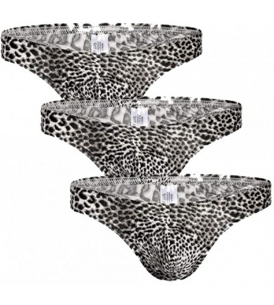 G-Strings & Thongs Leopard Print Men's Underpants Breathable Low Waist Sexy Pants - Black 3 - CO18Y6GZDZQ $39.05