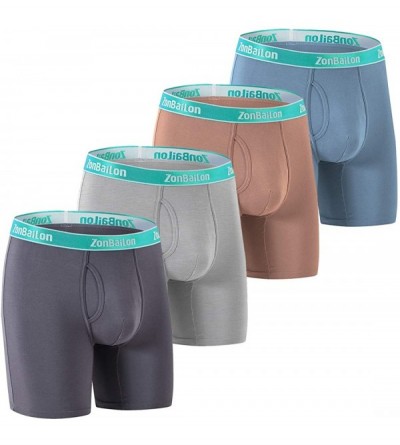 Boxer Briefs Mens Boxer Briefs Open Fly Bulge Pouch Bamboo Breathable Underwear - 4 Pack-assort 02 - CA18LSGTOYH $29.03