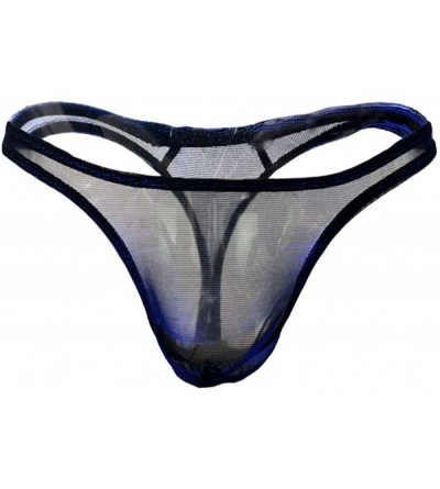 G-Strings & Thongs Men's Sexy Lingerie Underwear Mesh Discoloration G-String Thongs Panties Briefs - Navy - CP199LH6XQ5 $20.60
