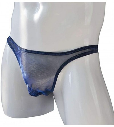 G-Strings & Thongs Men's Sexy Lingerie Underwear Mesh Discoloration G-String Thongs Panties Briefs - Navy - CP199LH6XQ5 $8.50