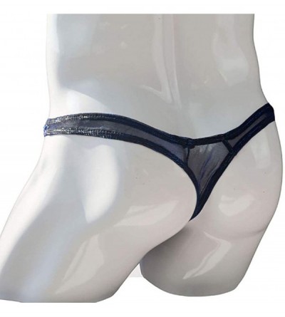 G-Strings & Thongs Men's Sexy Lingerie Underwear Mesh Discoloration G-String Thongs Panties Briefs - Navy - CP199LH6XQ5 $8.50