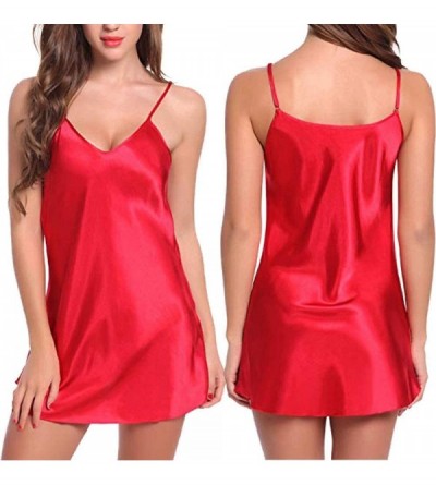 Baby Dolls & Chemises Women Lingerie Babydoll Sleepwear Underwear Sexy Nightwear Dress - Red - CF199UTOXH9 $11.10