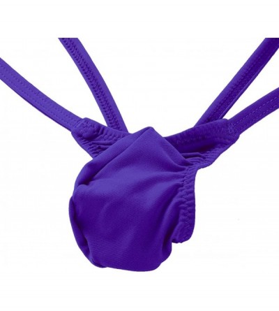 G-Strings & Thongs Men's Micro Thong T-Back G-String Jockstrap Pouch Underwear - Purple - CQ18EGYN46D $14.75